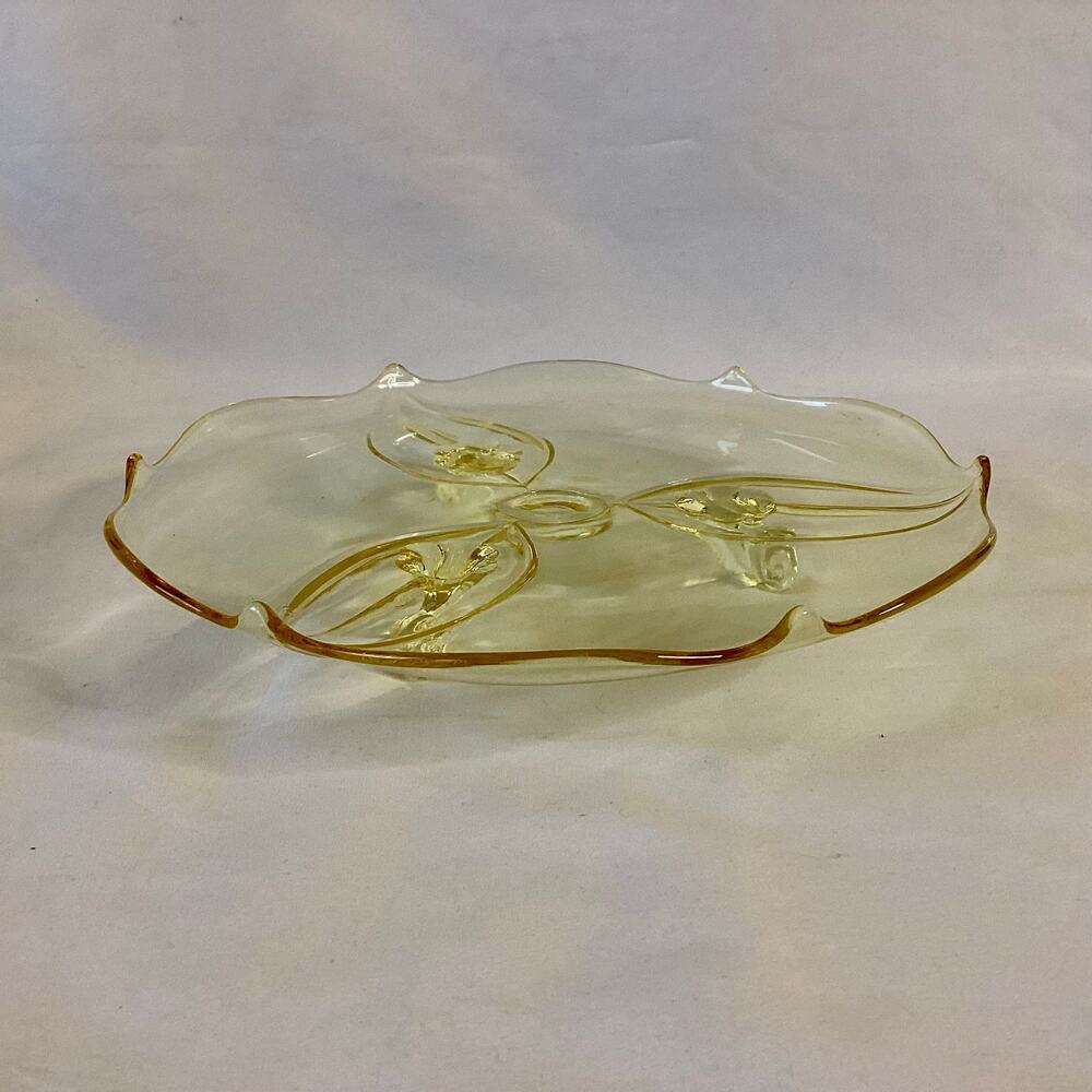Lancaster Yellow Glass Footed Cake Plate